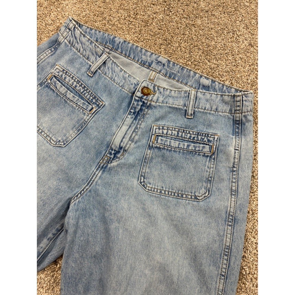 Old Navy Womens 12 High Rise Baggy Wide Leg Drape Denim Light Wash Jeans #0885